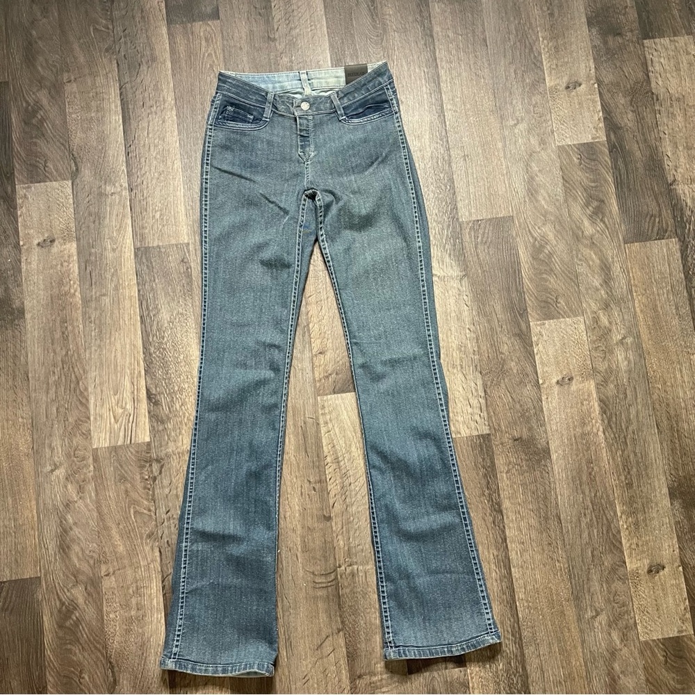 BleuLab Reversible 2 in 1 Jeans Boot Cut Leg Jeans Light / Medium Blue Sz 25 - Picture 3 of 11